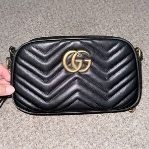 Gucci Black Chevron Crossbody Bag